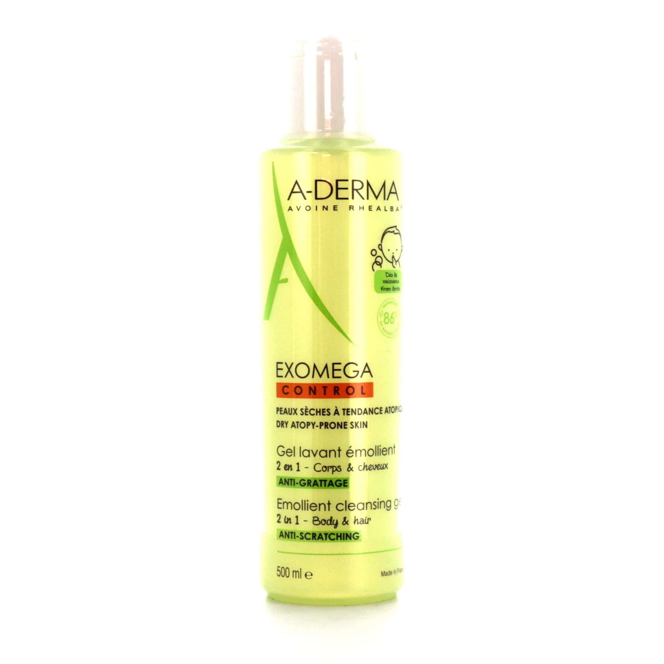 A-DERMA Exomega Control Gel Lavant Émollient 2en1 Anti-Grattage 500 ml (offre spéciale 500ml prix de 200ml)