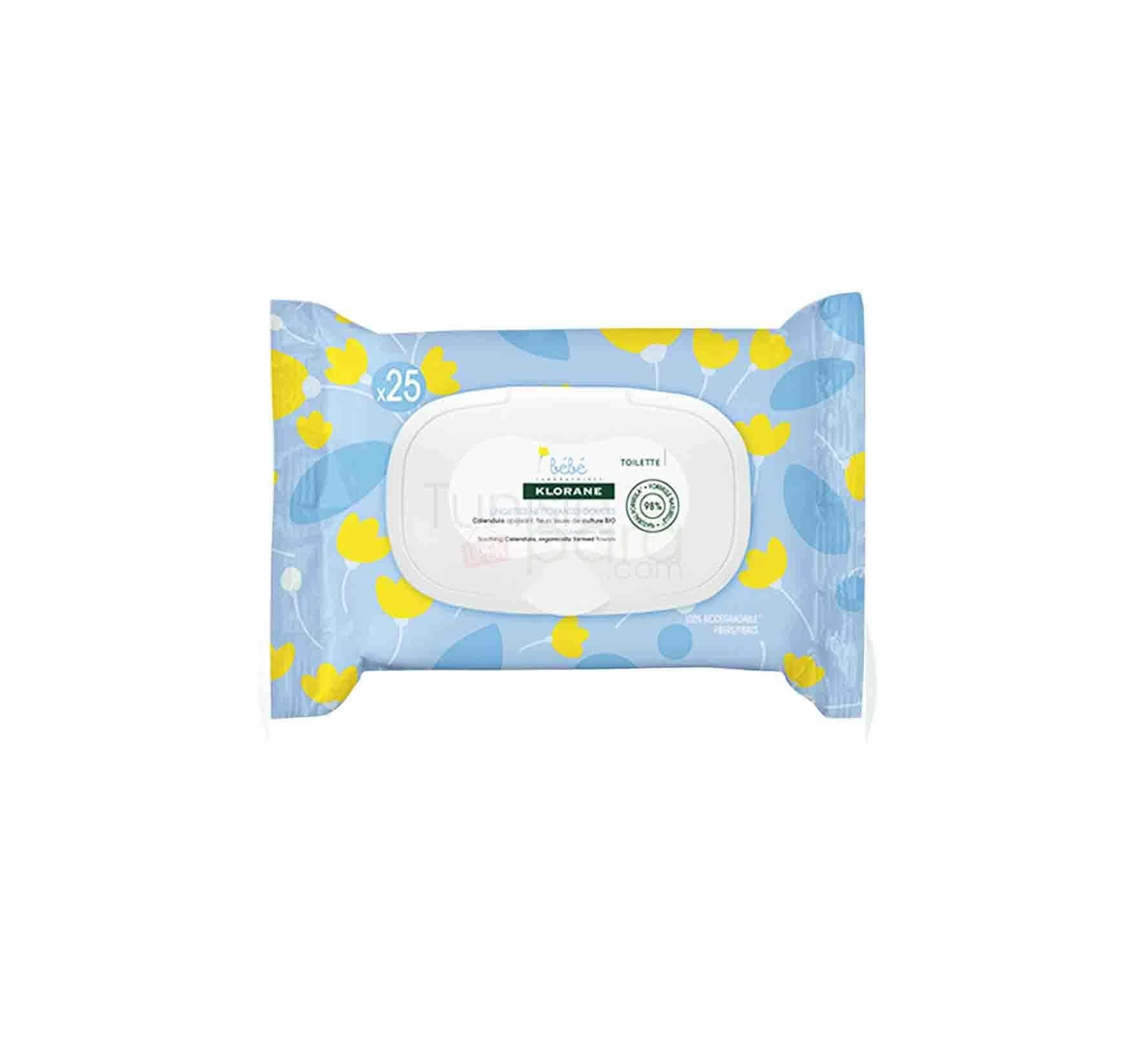 Klorane Bebe Lingettes nettoyantes au Calendula 25 pièces