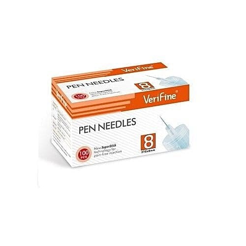 VERIFINE AIGUILLES STYLOS À INSULINE 8 MM B/100
