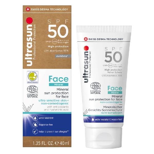 Ultrasun Face Ecran Solaire Mineral Sunscreen SPF50 40ml
