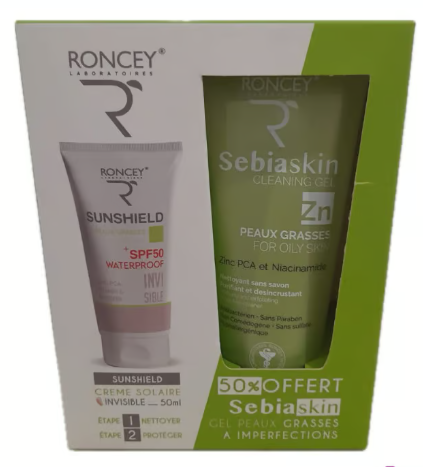 Roncey Coffret Sunshield Invisible et Sebiaskin pour Peaux Grasses -50%
