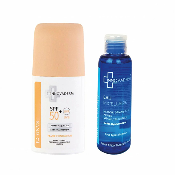 INNOVADERM PACK Fond de Teint Minéral SPF50+Sand 2 + Eau micellaire 75ml OFFERT