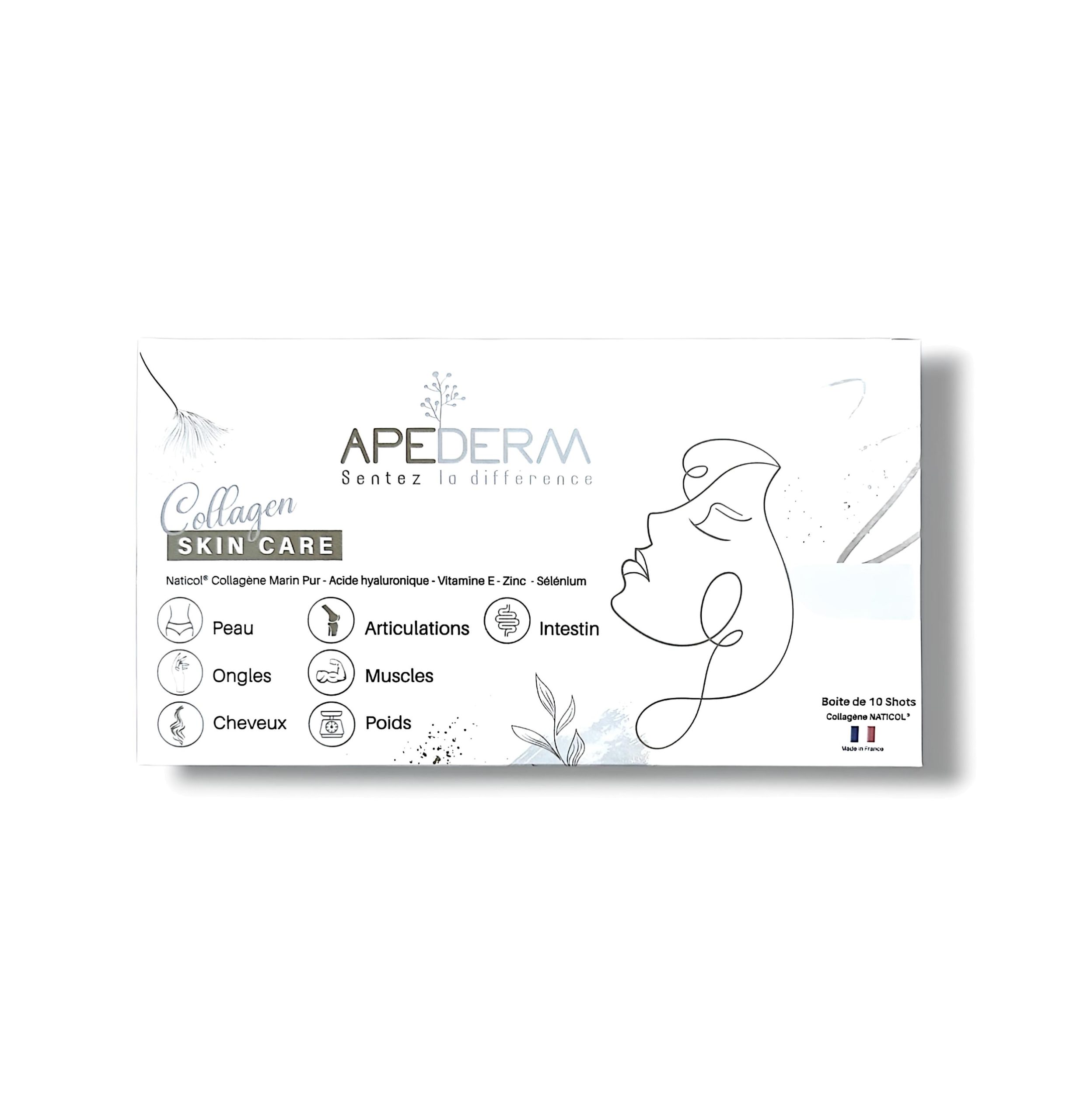 Apederm Collagen Skin Care – collagene marin 10 ampoules buvables 25ml 