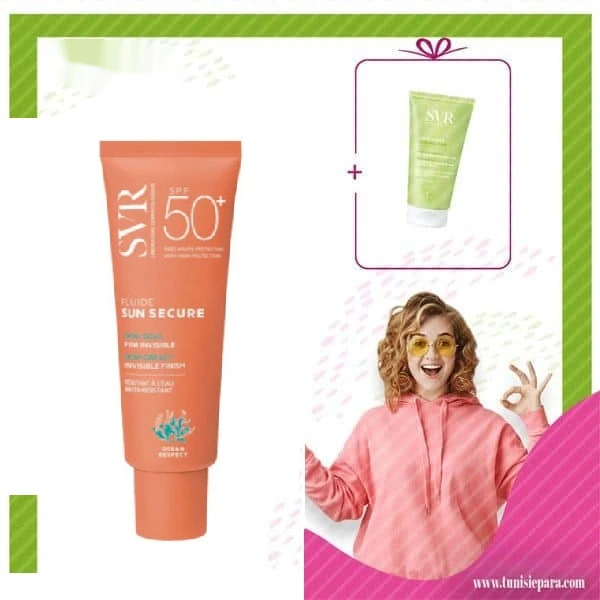 svr pack sun secure fluide + sebiaclear gel nettoyant 55ml offert