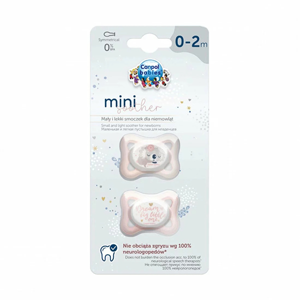 Canpol 2 Sucettes Symetriques Silicone 0-2mois Mini Rose 23/910 — vue 2