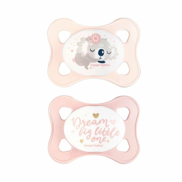 Canpol 2 Sucettes Symetriques Silicone 0-2mois Mini Rose 23/910