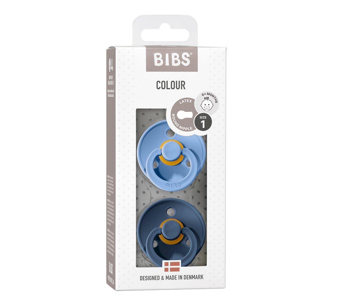 BIBS pack Sucette sky blue / steel blue tetine ronde 1ere age