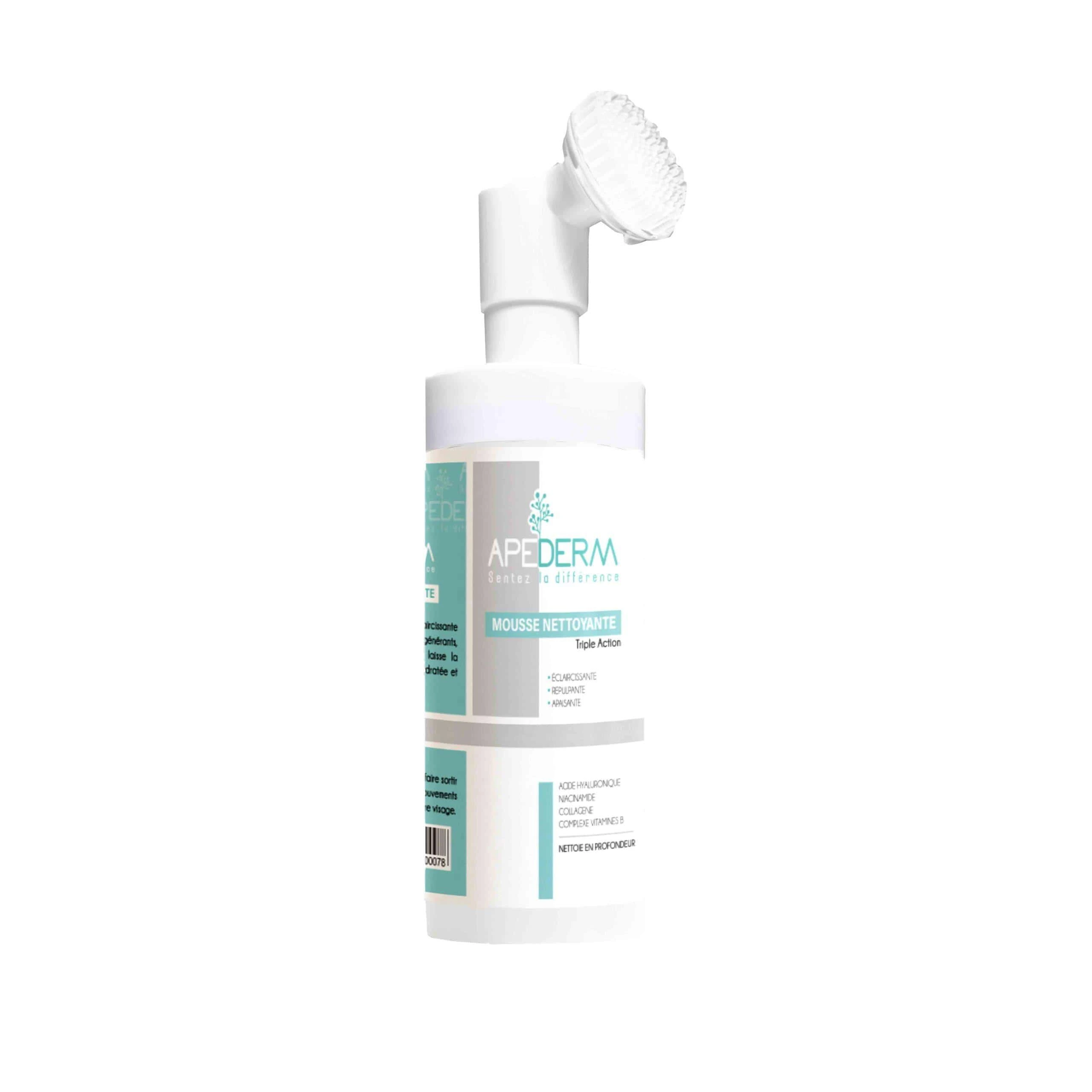 APEDERM Mousse Nettoyante Triple Action Avec Brosse 150ML.