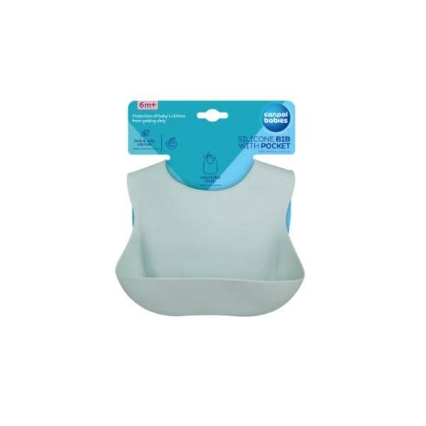 Canpol babies bavoir silicone vert avec poche 6M+ 51/030
