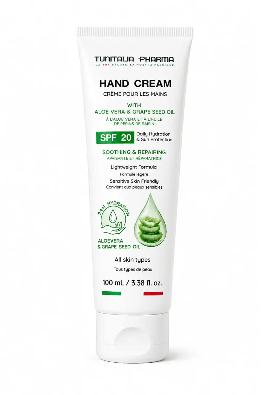 TUNITALIA créme à mains spf20 aleo vera 100ml