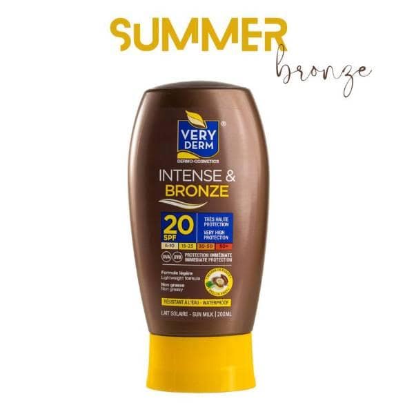 VERY DERM Lait solaire intense et bronze spf20