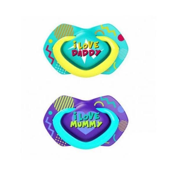 CANPOL 2 sucette universelle neon love bleu 18m+