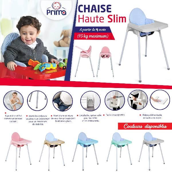 Prima Baby Chaise haute slim grege avec coussin bleu — vue 3