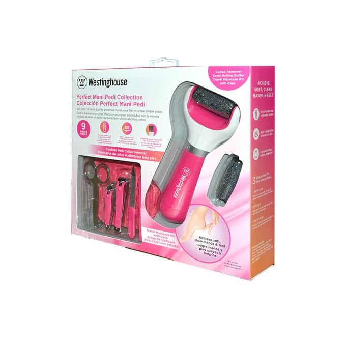 Westinghouse Set 9 pcs Râpe électrique rechargeable et trousse manucure pédicure