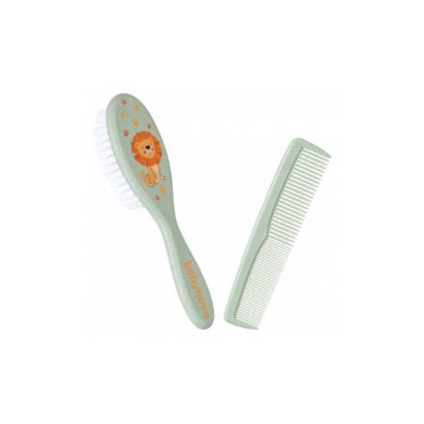 Baby Nova brosse et peigne vert lion poils naturel