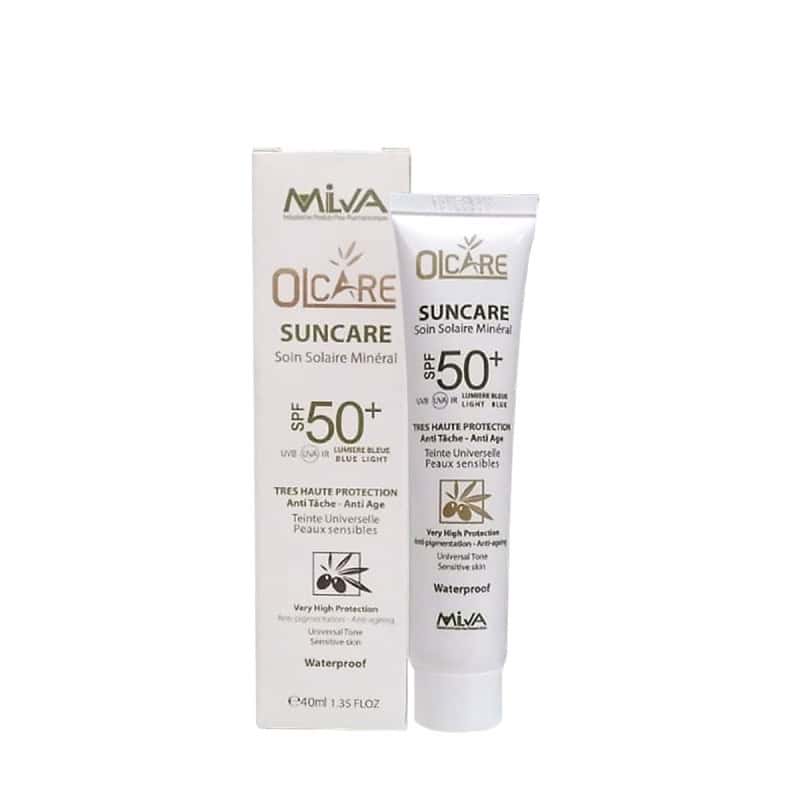 milva olcare suncare écran solaire minéral spf 50 Teinté + lait démaquillante