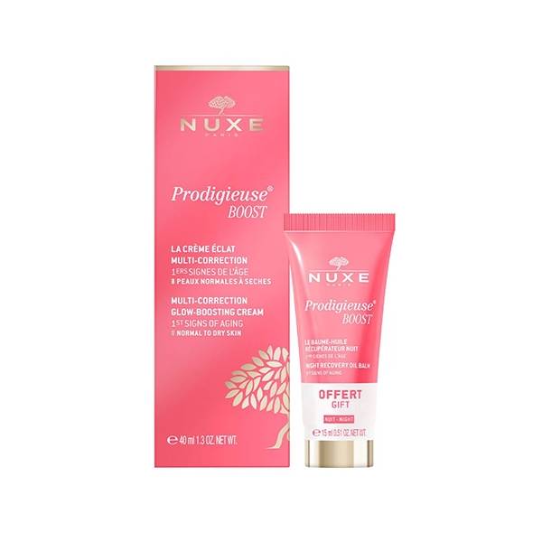 nuxe prodigieuse boost la crème éclat multi correction 40ml + baume huile récupération nuit 15ml
