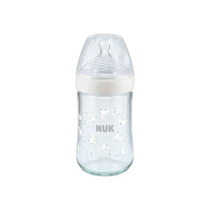 NUK biberon en verre nature sens temperature blanc 240ml