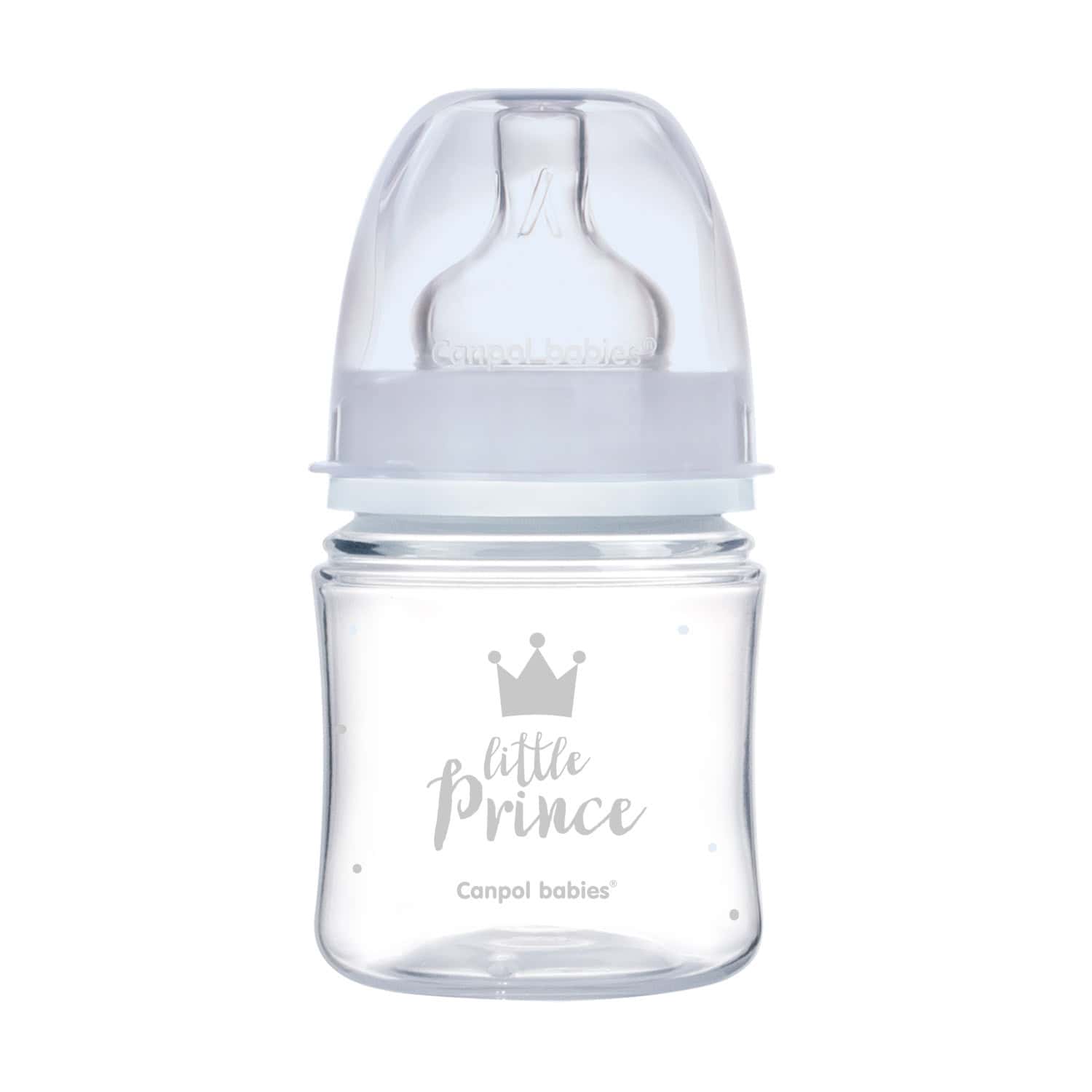 canpol set biberon royal baby boy 120ml + mini sucette 0-2 — vue 2