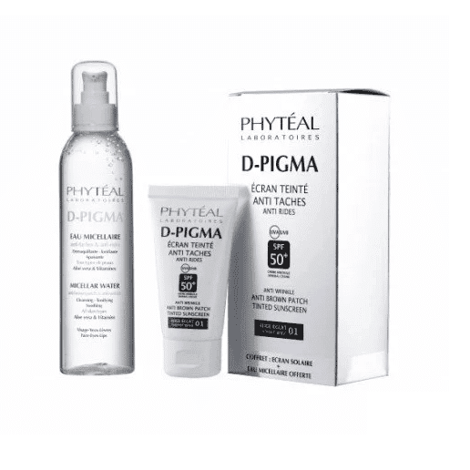 PHYTEAL Dpigma Ecran Teinte Beige Eclat SPF50+ 50ML + Dpigma Eau Micellaire A L'aloe Vera 150ML OFFERTE