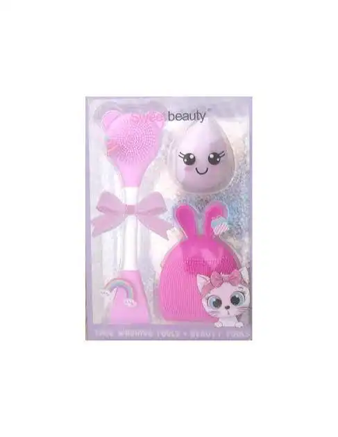 SWEET BEAUTY coffret brosse nettoyante en silicone cute + éponge de maquillage + éponge nettoyante en silicone — vue 3