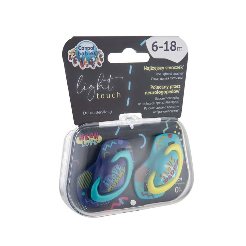 CANPOL 2 sucette universelle neon love bleu 6-18m