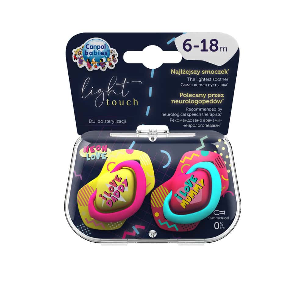 CANPOL 2 sucette universelle neon love rose 6-18m