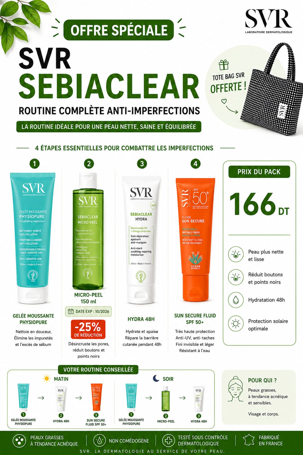 SVR pack sebiaclear routine anti imperfections + SAC OFFERT
