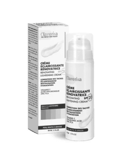 CLARENIA creme eclaircissante renovatrice peaux mixte a grasses spf20