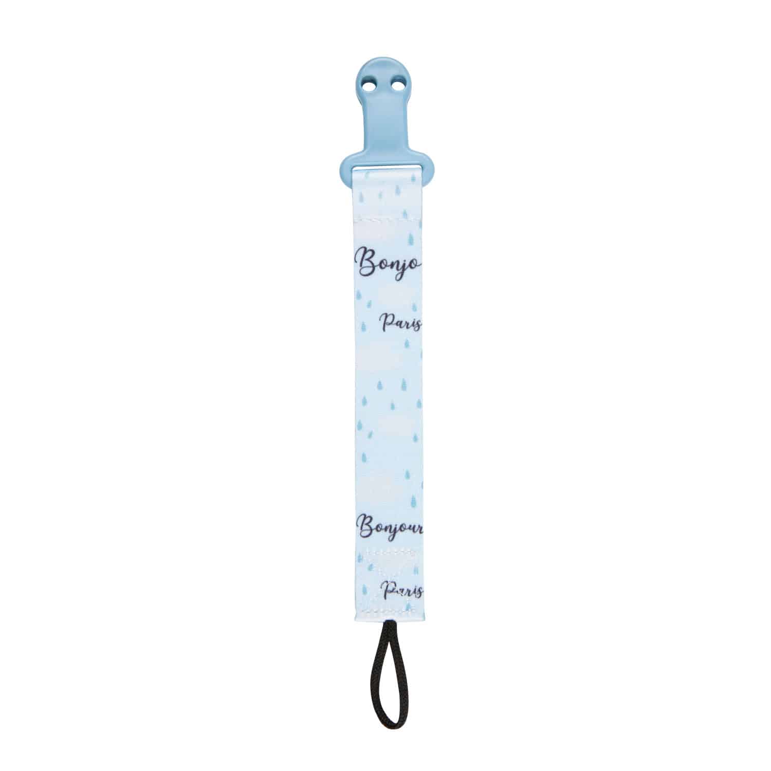 canpol babies attache sucette bleu avec clip bonjour paris
