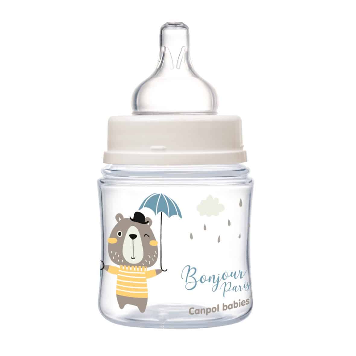 canpol babies biberon anti colique col large rose bonjour paris 120 ml — vue 4