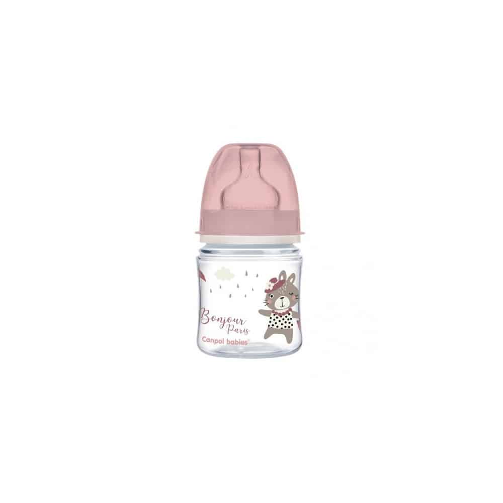canpol babies biberon anti colique col large rose bonjour paris 120 ml — vue 3