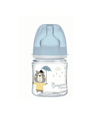 canpol babies biberon anti colique col large bleu bonjour paris 120 ml — vue 3