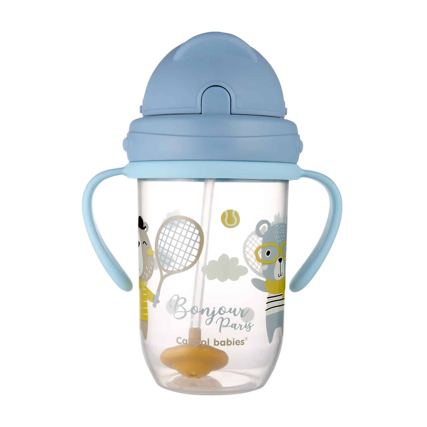 canpol babies tasse anti éclaboussure bleu avec paille 270 ml 56/607
