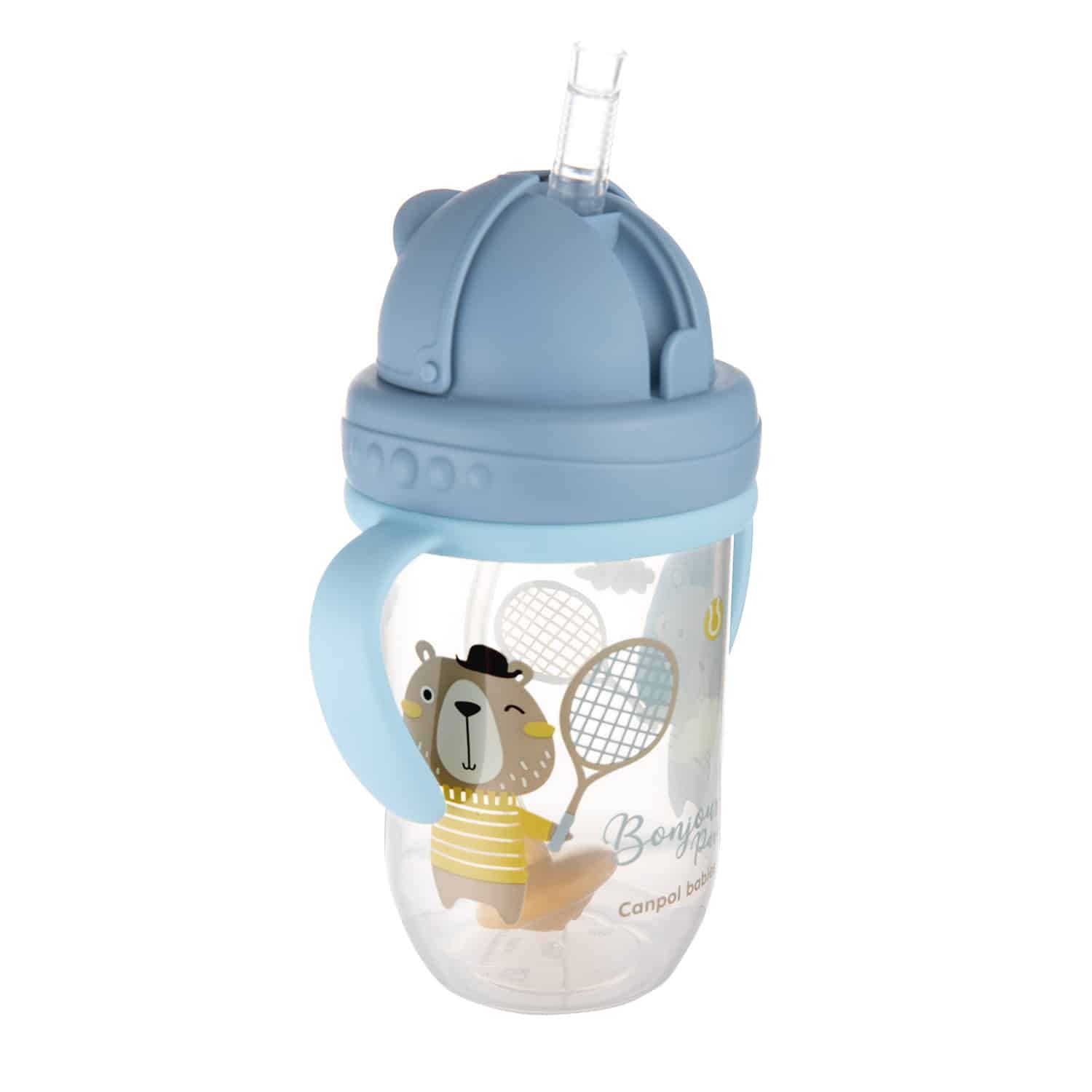 canpol babies tasse anti éclaboussure bleu avec paille 270 ml 56/607 — vue 2