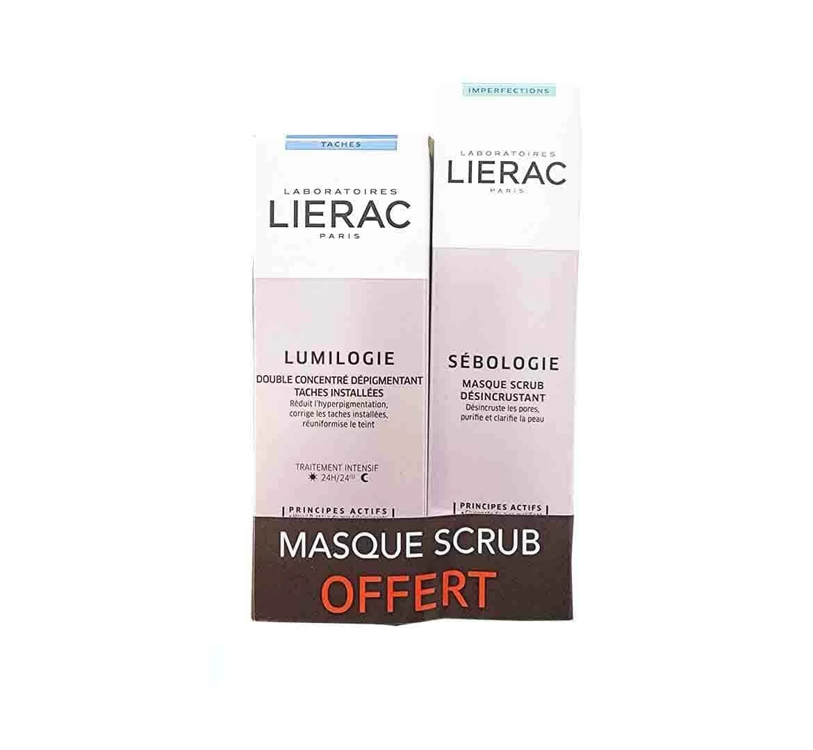 LIERAC coffret lumilogie + sebologie masque sctrub offert