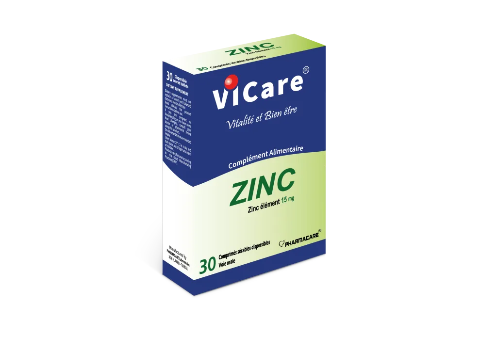 PHARMACARE VICARE zinc 15mg boite 30 Comprimés
