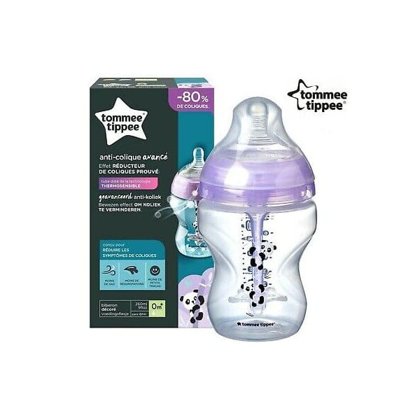 tommee tippee biberon Anti-Colique Avancé 260ml Panda lilas