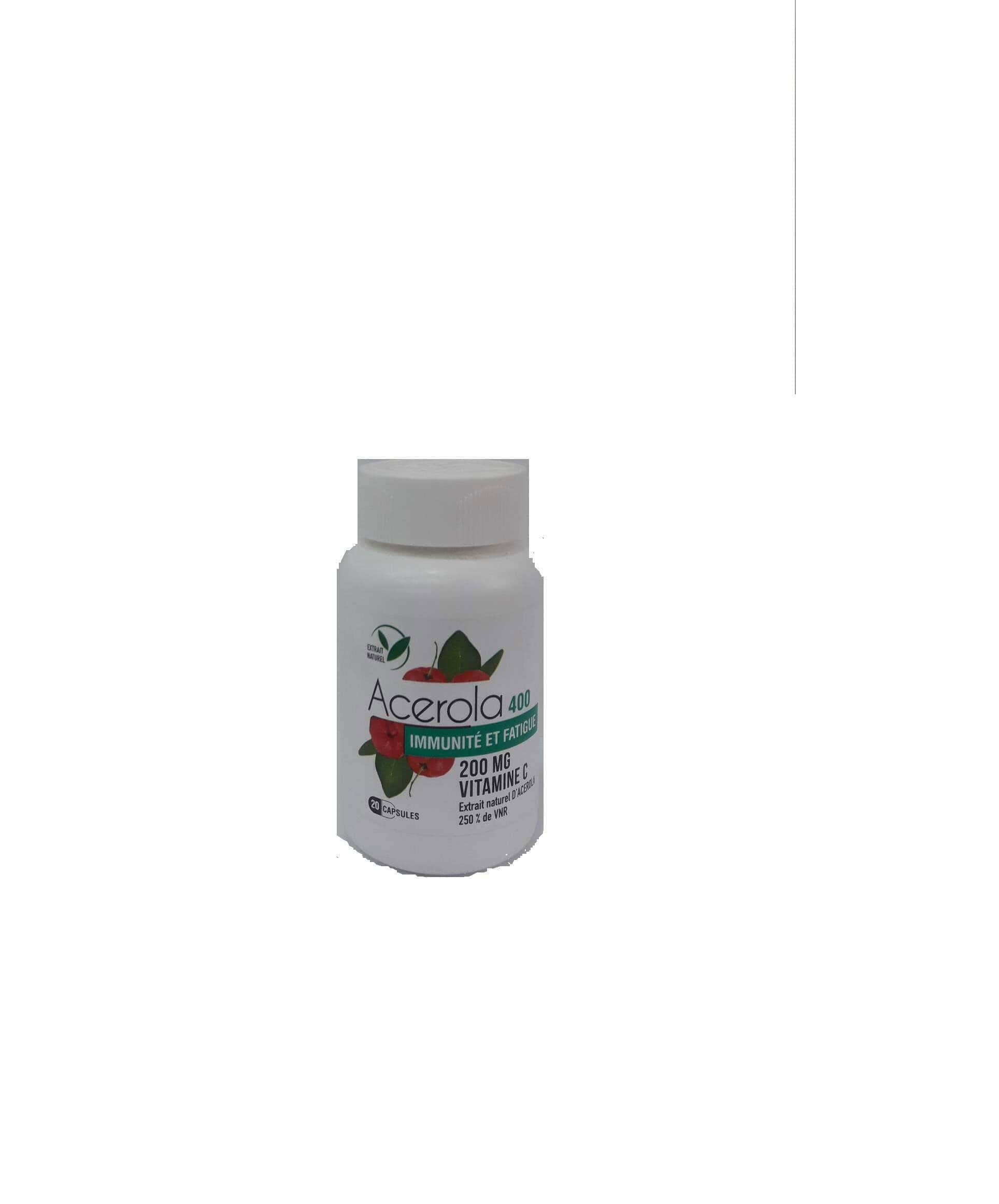 acerola 400 200MG VITAMINE C 20 CAPSULES