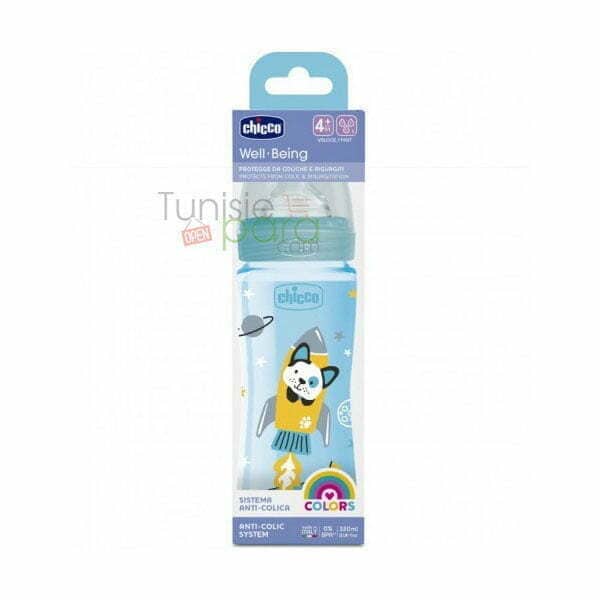 Chicco Biberon Well-Being 330ml GIRL , Tétine silicone 4M+ — vue 2