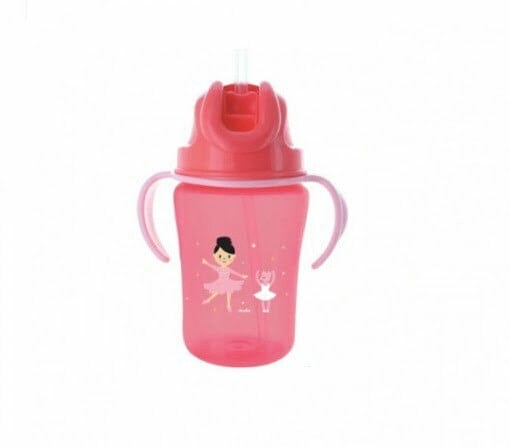 Baby pur tasse avec paille et anses 300 ML 6M+ rose ref b68