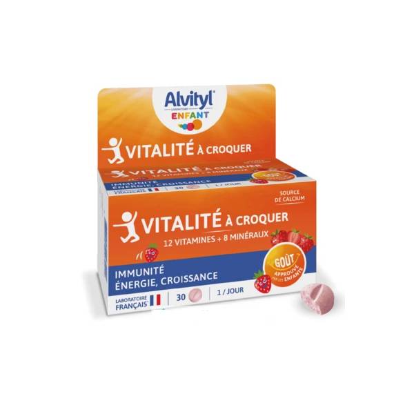 Alvityl Enfant Vitalité à Croquer Goût Fraise 30 comprimés